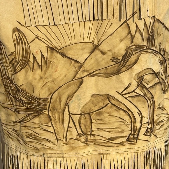 Vintage Suede Burnout Design Fringe Vest - Picture 7 of 9